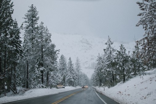 Lake Tahoe snowy road