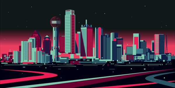 Dallas Skyline cartoon