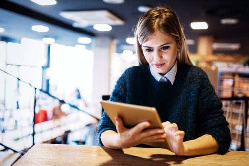 woman using tablet