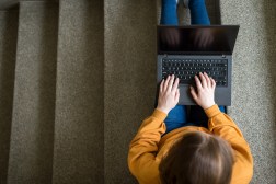 student using computer