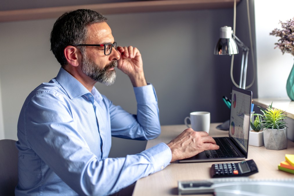 man working from home