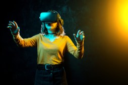 woman wearing VR headset