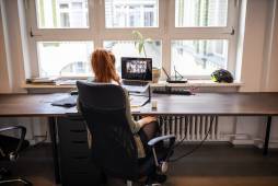 woman working remotely