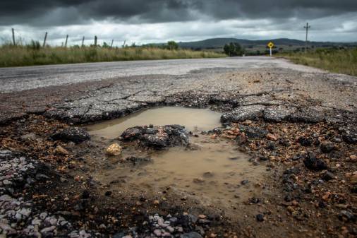 pothole in road