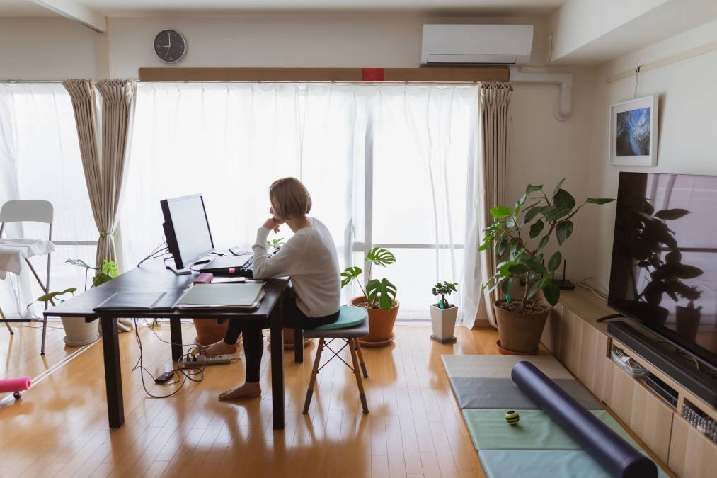 woman working from home