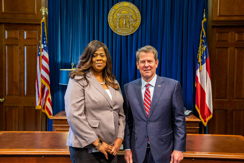 Shawnzia Thomas and Gov. Brian Kemp