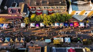 aerial view of a party