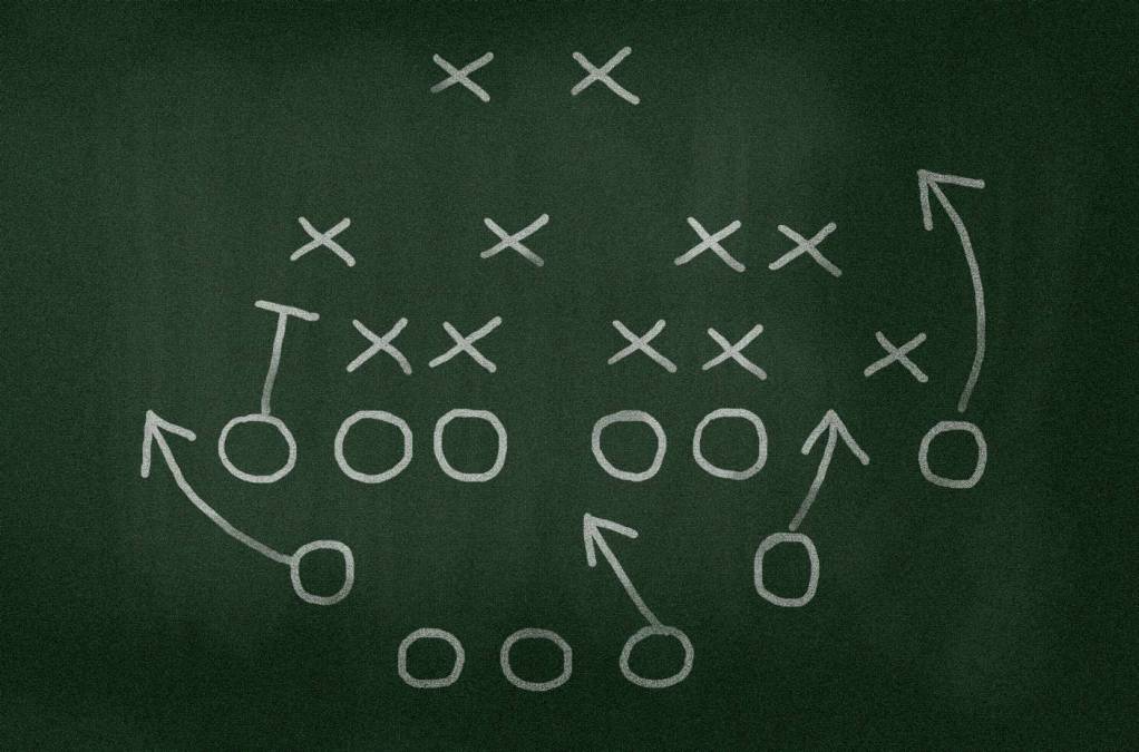 football play on chalkboard