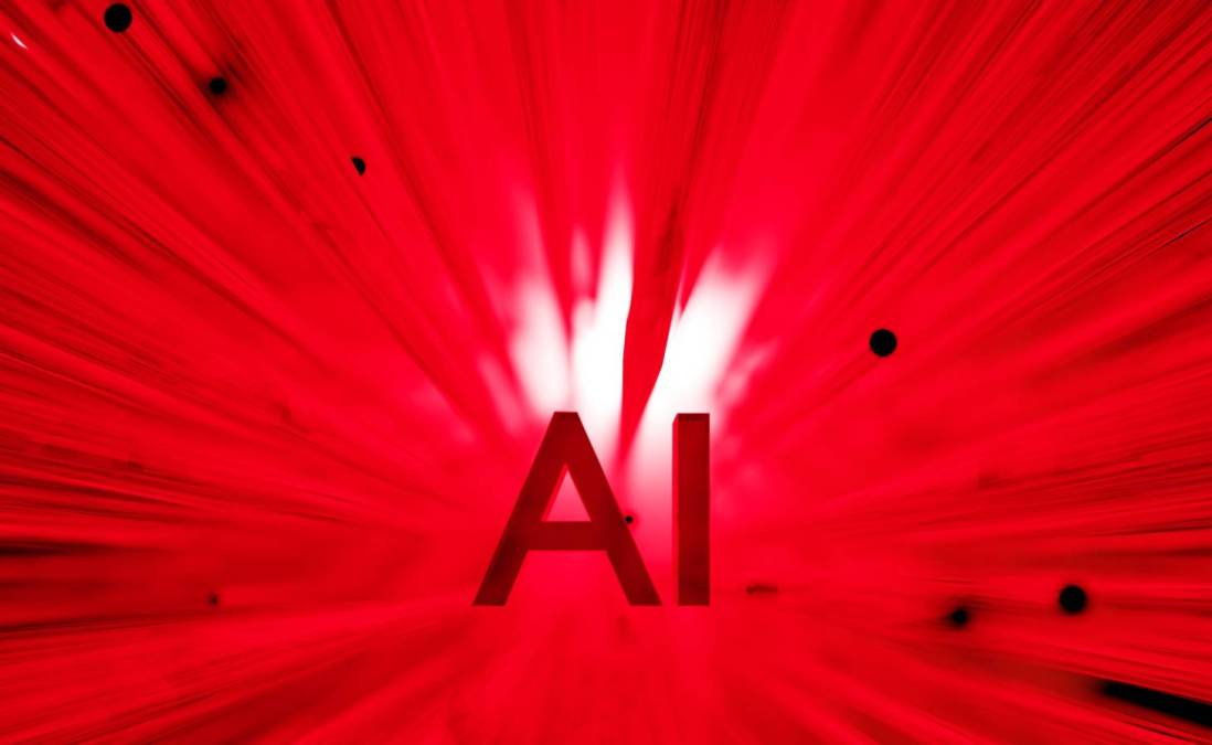 AI letters with red background