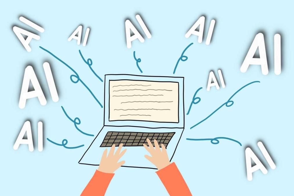 laptop surrounded by AI