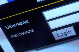 username and password boxes, login credentials on screen