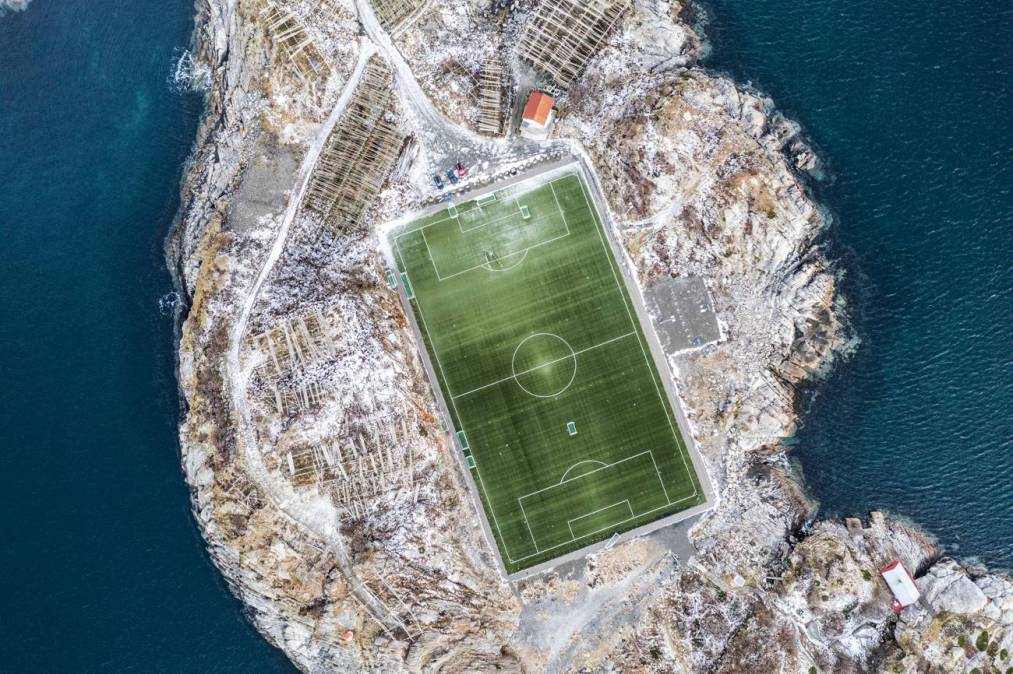 aerial view of soccer field